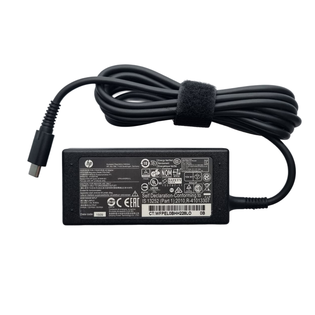 CARGADOR HP 15V 3A 45W USB-C FORMA ESTANDAR/815049-001